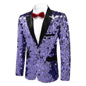 Men's Sequined Single-Button Jacket Purple