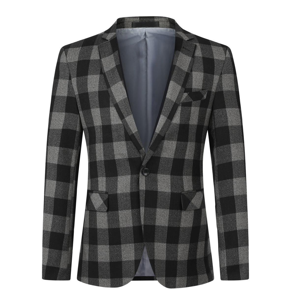 Plaid Suit Slim Fit 2-Piece Suit Dark Brown