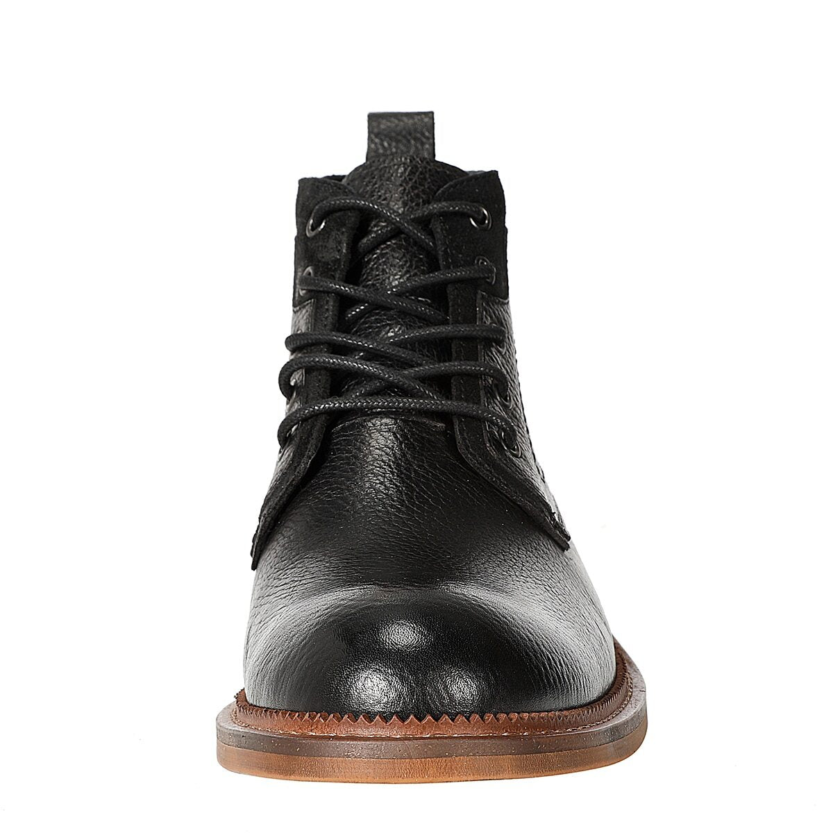 Men's Round-Toe High-Top Polo Boots in Black