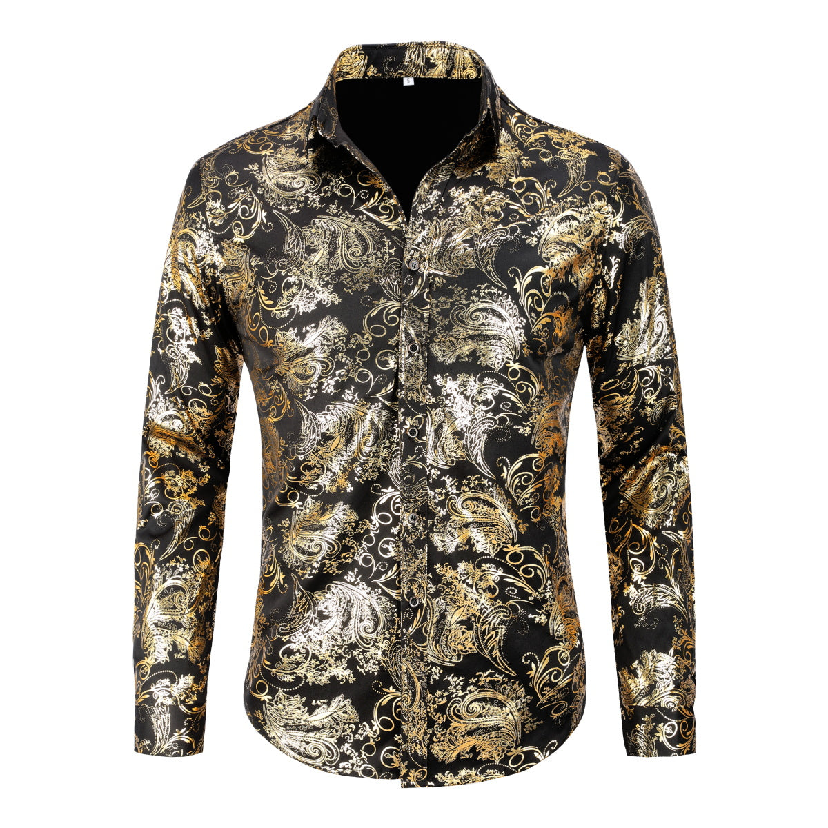 Men's Floral Long Sleeve Shirt Gold