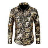 Men's Floral Long Sleeve Shirt Gold