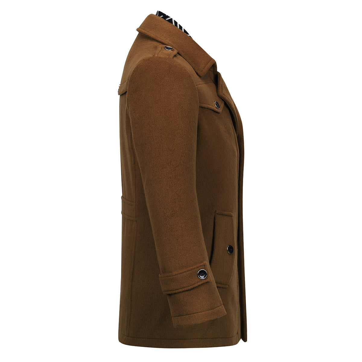 Men's Thick Solid Color Lapel Casual Coat Cotton Khaki