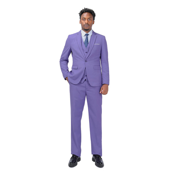 suit purple shirt