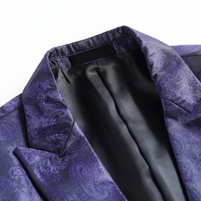 2-Piece Slim Fit Paisley Fashion Suit Purple