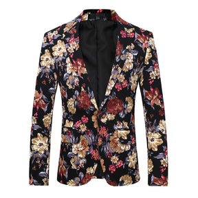 2-Piece Slim Fit Floral Print Maroon Suit