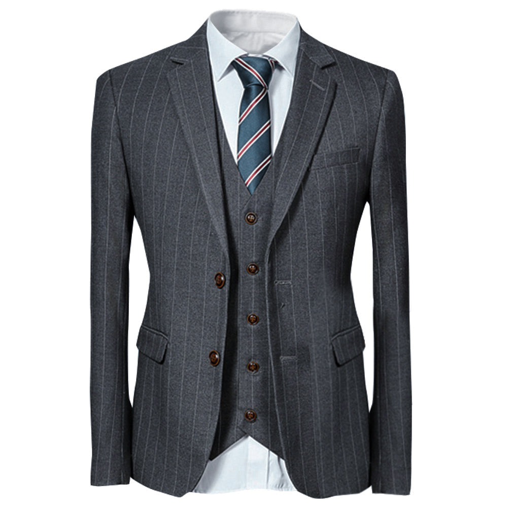 Three Piece Titanium Silver Suit Stripe Design Suit