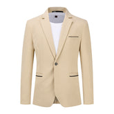 Men's Suit Jacket Slim Fit Coat Business Daily Blazer Khaki