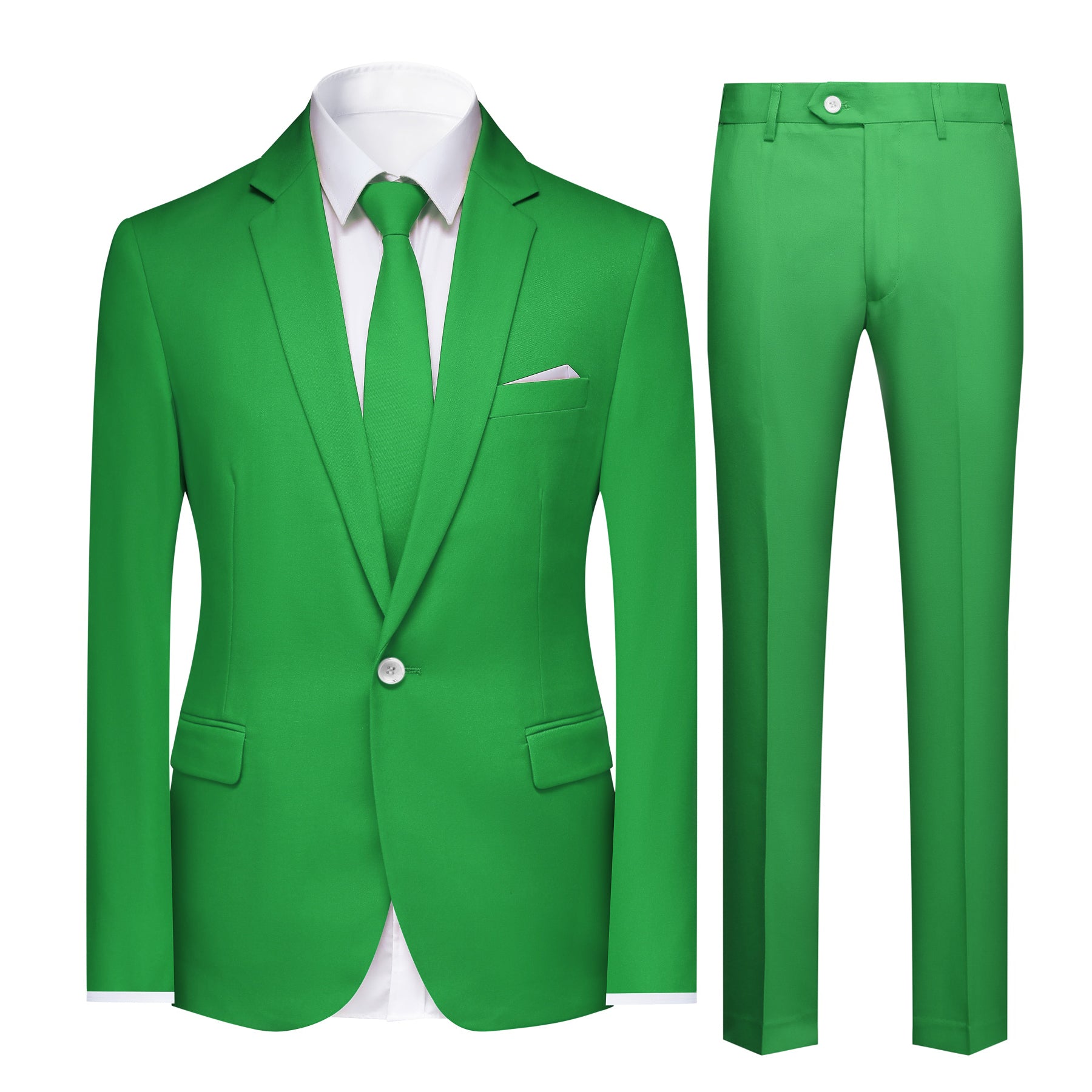 2-Piece Slim Fit Simple Designed Suit Green