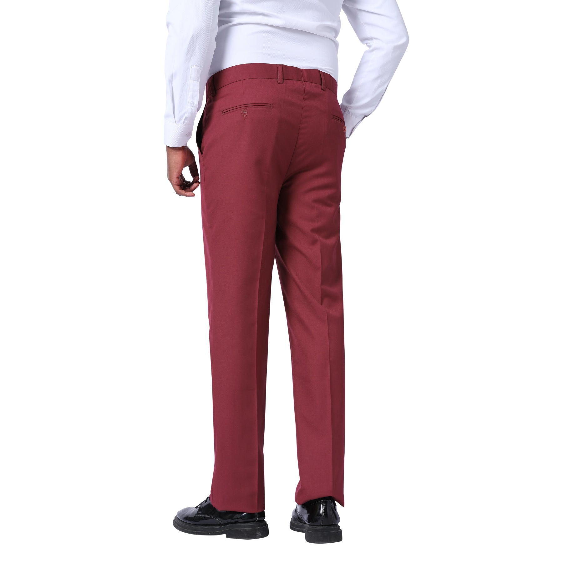 Men's Classic Slim Fit Stretch Flat Front Slacks Dress Pants Wine Red