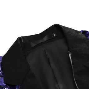 Men's Sequined Single-Button Jacket Purple