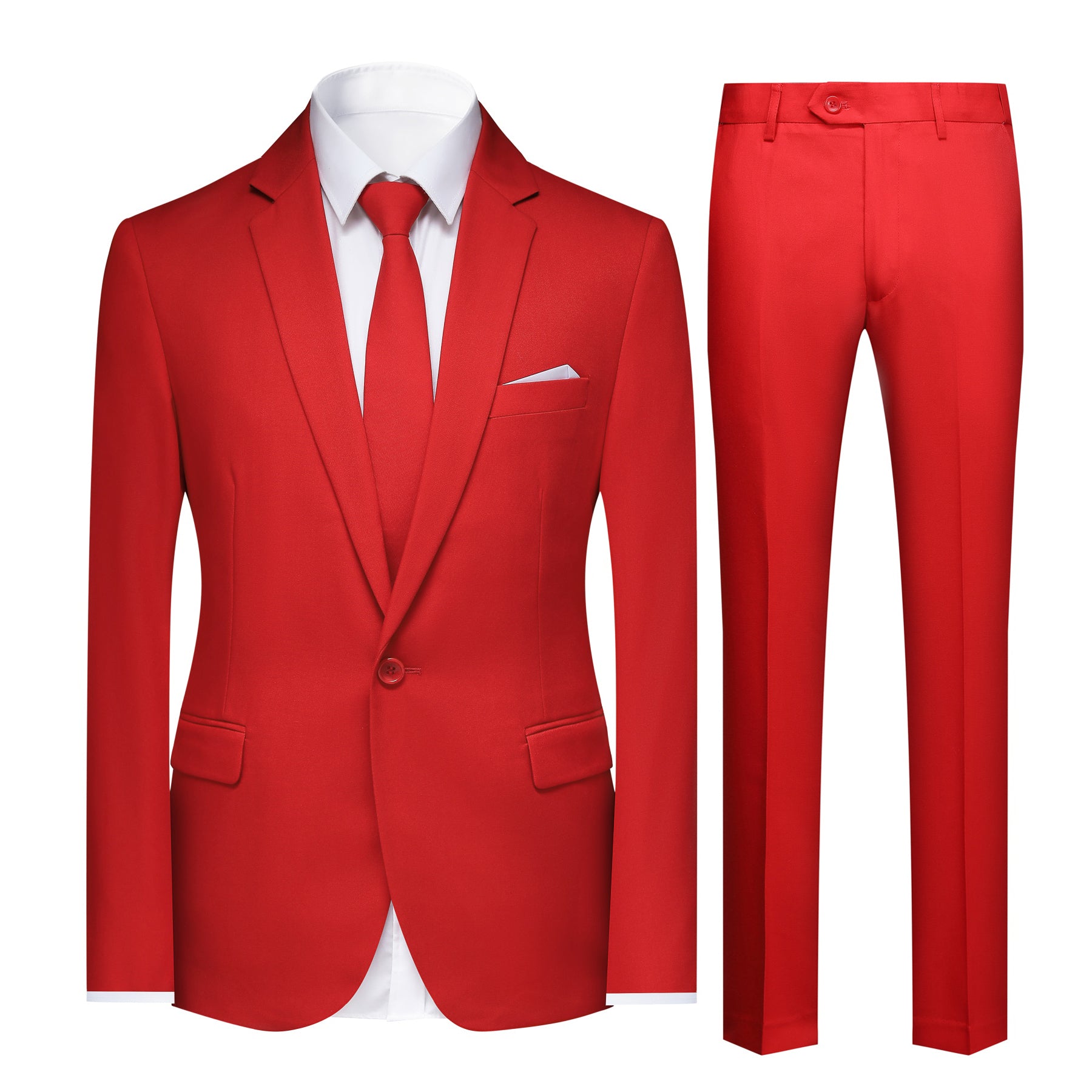 2-Piece Slim Fit Simple Designed Red Suit