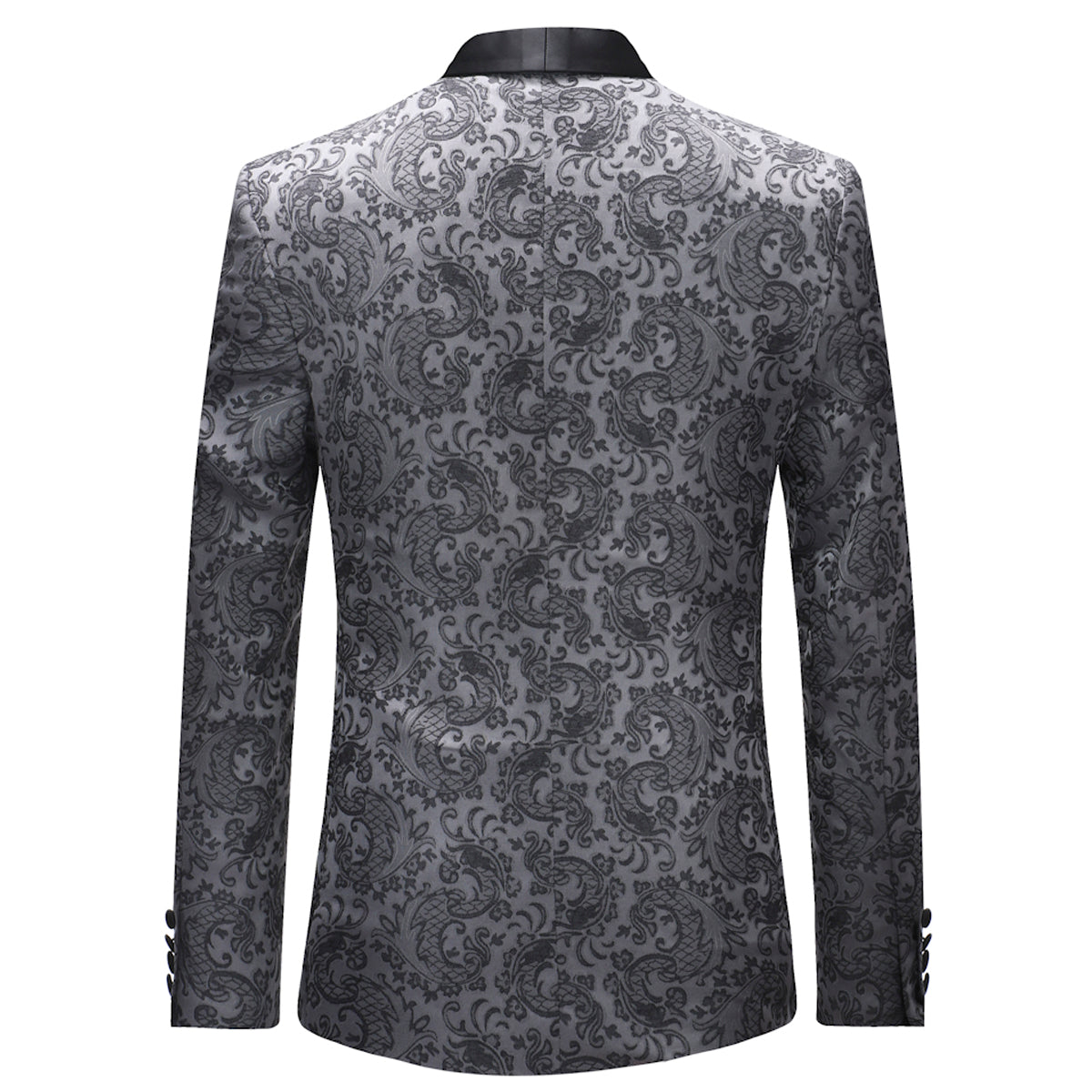 Cloudstyle Mens Slim Fit Exquisite Pattern 3 Piece Suit Black