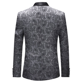 Cloudstyle Mens Slim Fit Exquisite Pattern 3 Piece Suit Black