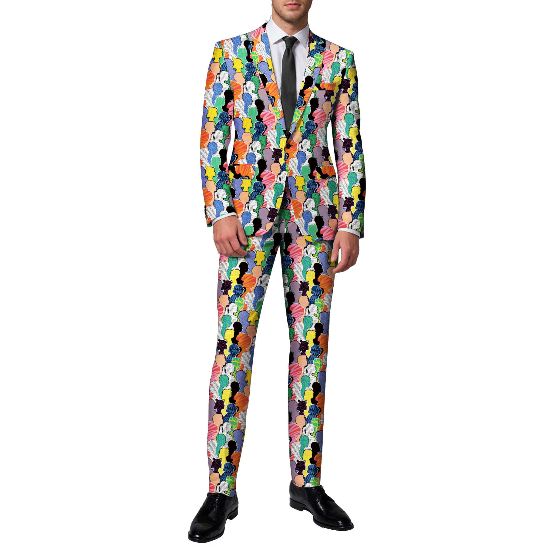 2-Piece Men's Colorful Printed Festive Suit