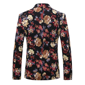 2-Piece Slim Fit Floral Print Maroon Suit