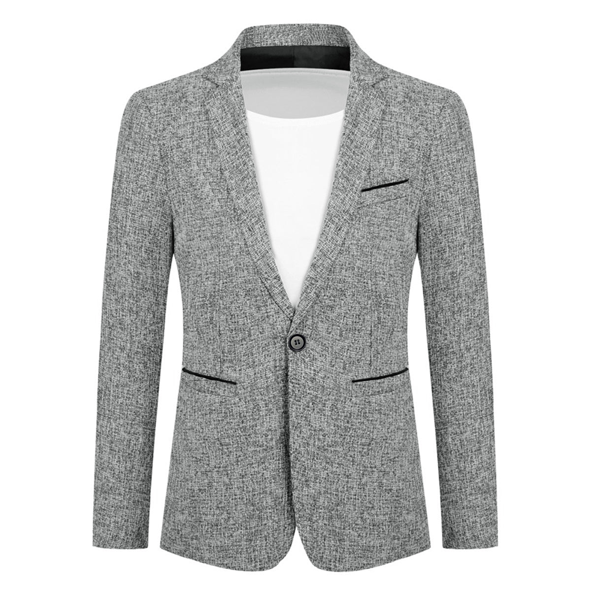 Men's Notch Lapel Single-Breasted Blazer Grey