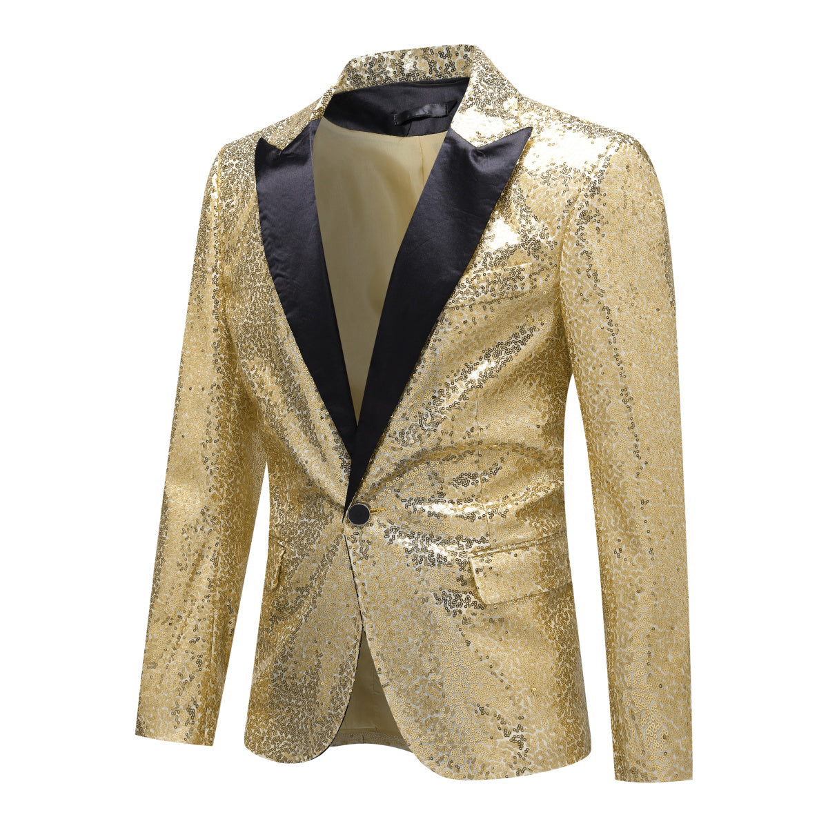 Gold Shiny Sequin Jacket Party Tuxedo Blazer