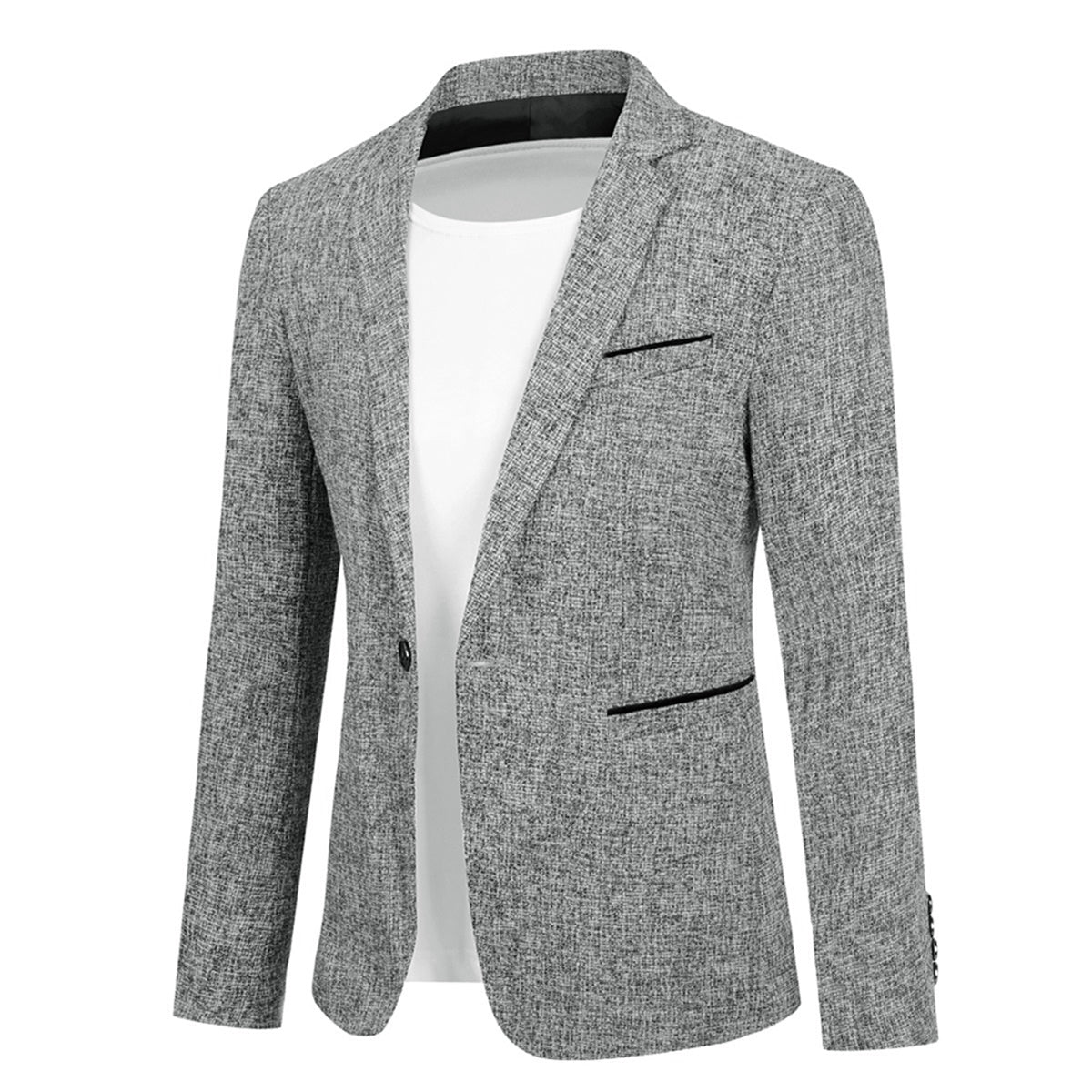 Men's Notch Lapel Single-Breasted Blazer Grey