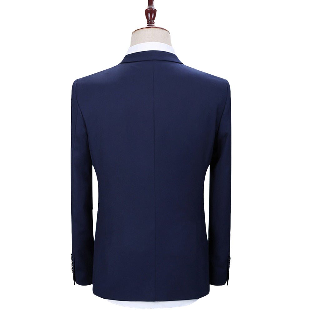 2-Piece Slim Fit Notched Lapel Blue Suit