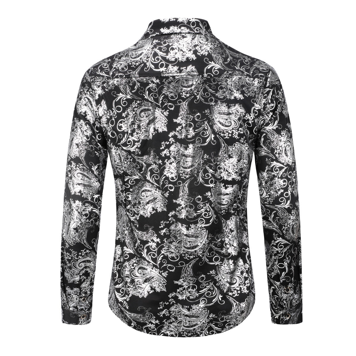 Men's Floral Long Sleeve Shirt Silver