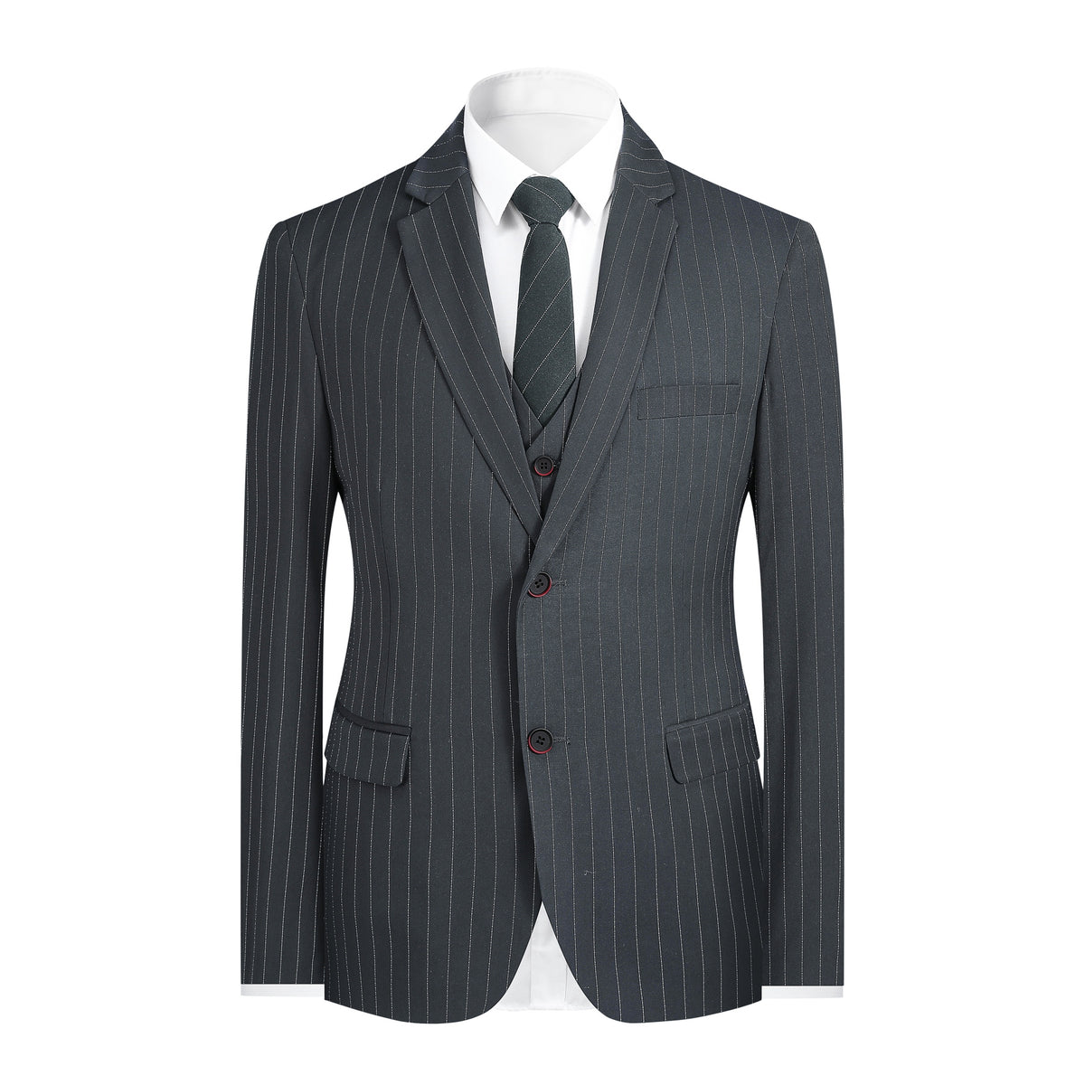 3-Piece Suit Stripe Design Suit Grey