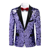 Men's Sequined Single-Button Jacket Purple