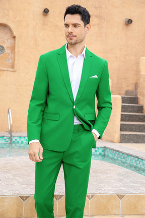 2-Piece Slim Fit Simple Designed Suit Green