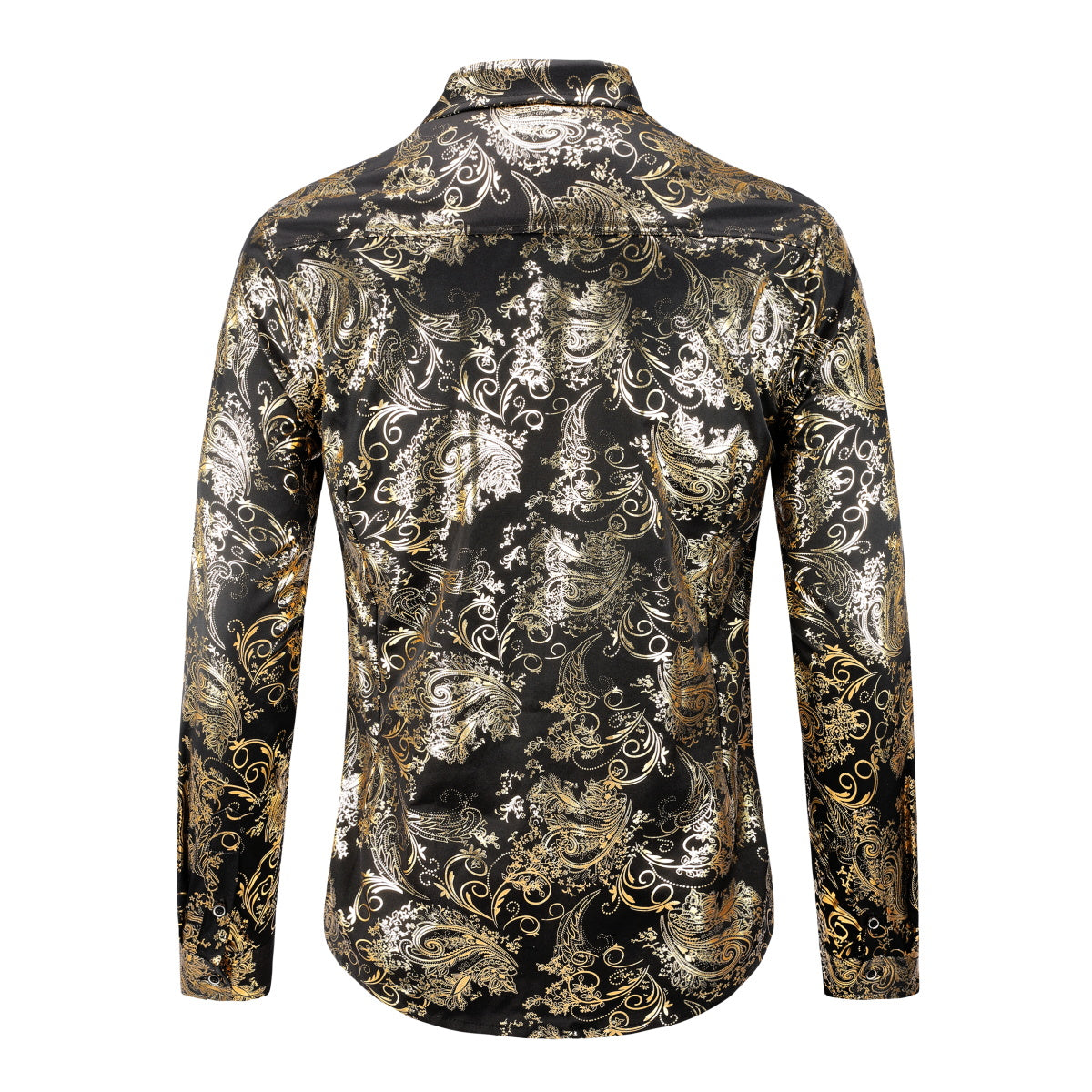 Men's Floral Long Sleeve Shirt Gold