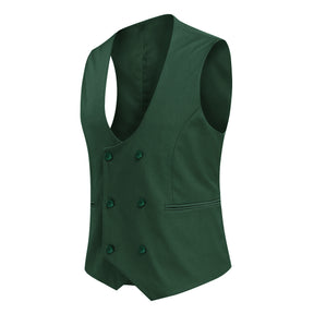 Slim Fit Double Breasted Green Vest