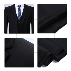 2-Piece Slim Fit One Button Suit Black Suit