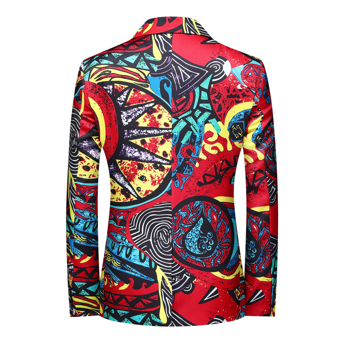 Men's Printed Casual One-Button Blazer Red