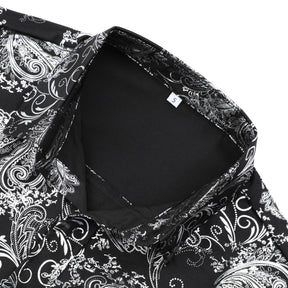 Men's Floral Long Sleeve Shirt Silver