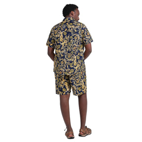 Mens 2-Piece Hawaii Print Style Summer Suit Yellow