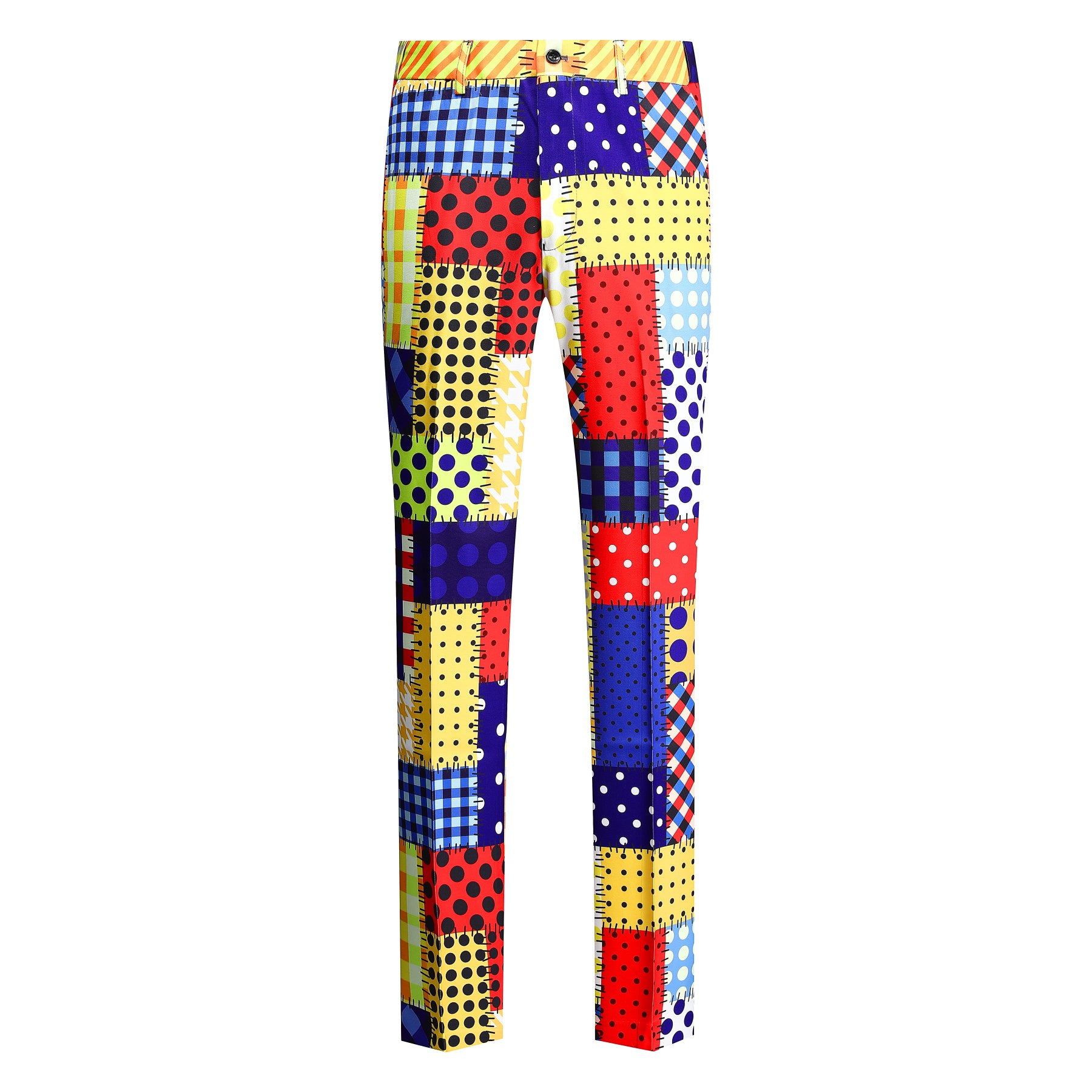 2-Piece Men's Printed Colorful Plaid Clown Festival Celebration Suit