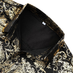 Men's Floral Long Sleeve Shirt Gold