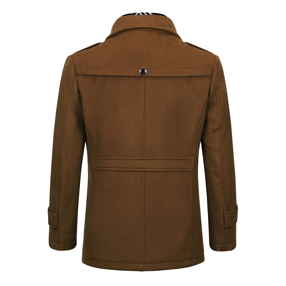 Men's Thick Solid Color Lapel Casual Coat Cotton Khaki