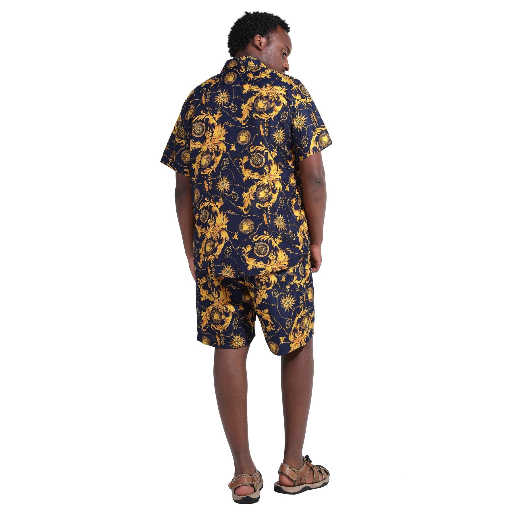 Mens 2-Piece Hawaii Print Style Summer Suit