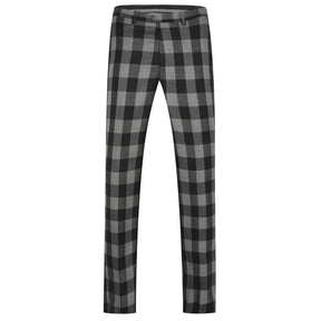 Plaid Suit Slim Fit 2-Piece Suit Dark Brown