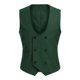 Slim Fit Double Breasted Green Vest