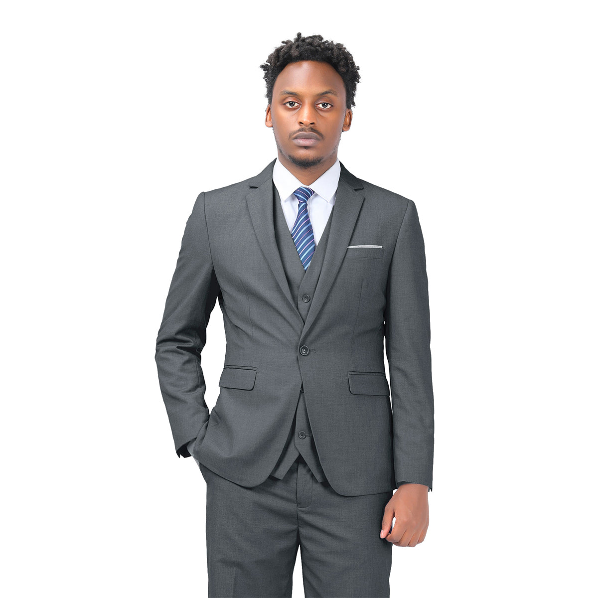 2-Piece Slim Fit Simple Designed Grey Suit