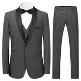 Slim Fit One Button Casual Grey 3-Piece Suit