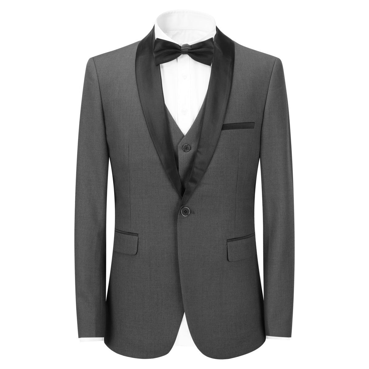 Slim Fit One Button Casual Grey 3-Piece Suit