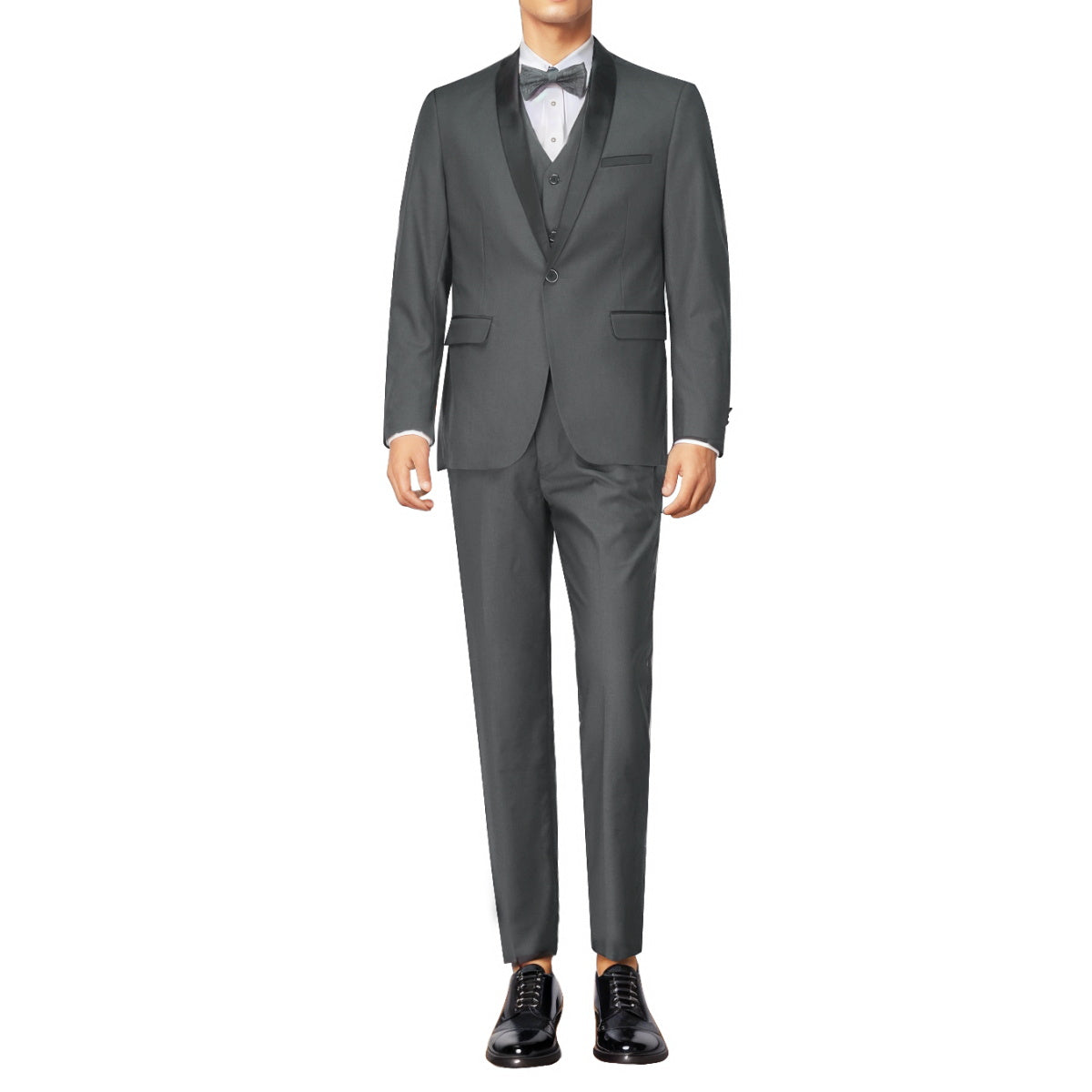 Slim Fit One Button Casual Grey 3-Piece Suit