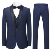 Slim Fit One Button Casual Blue 3-Piece Suit