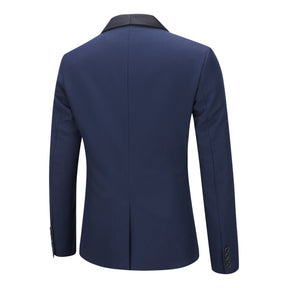 Slim Fit One Button Casual Blue 3-Piece Suit