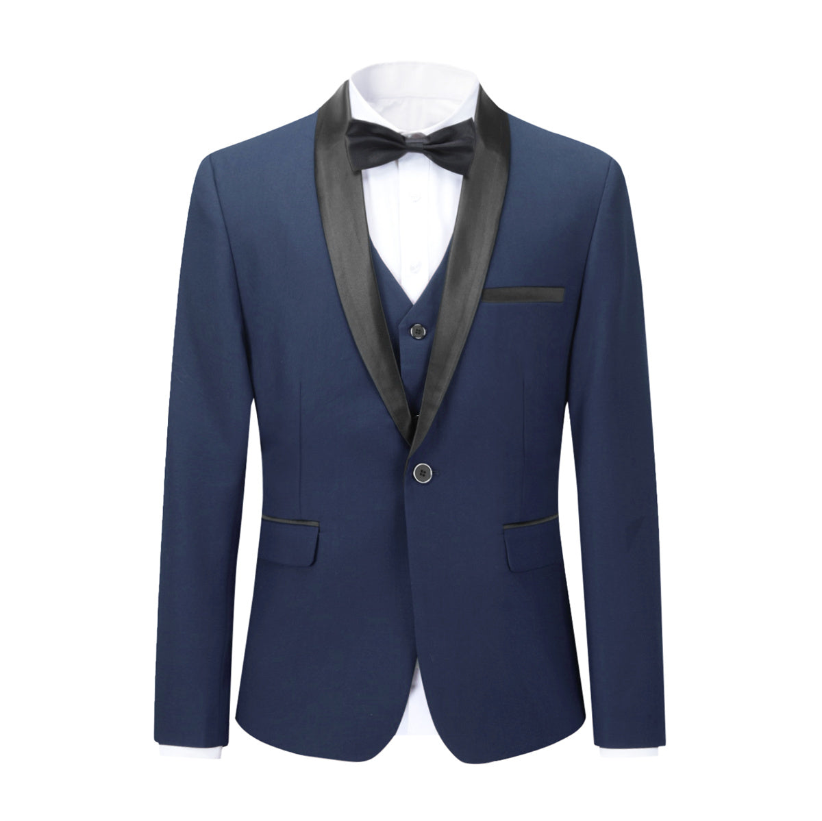 Slim Fit One Button Casual Blue 3-Piece Suit