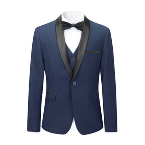 Slim Fit One Button Casual Blue 3-Piece Suit