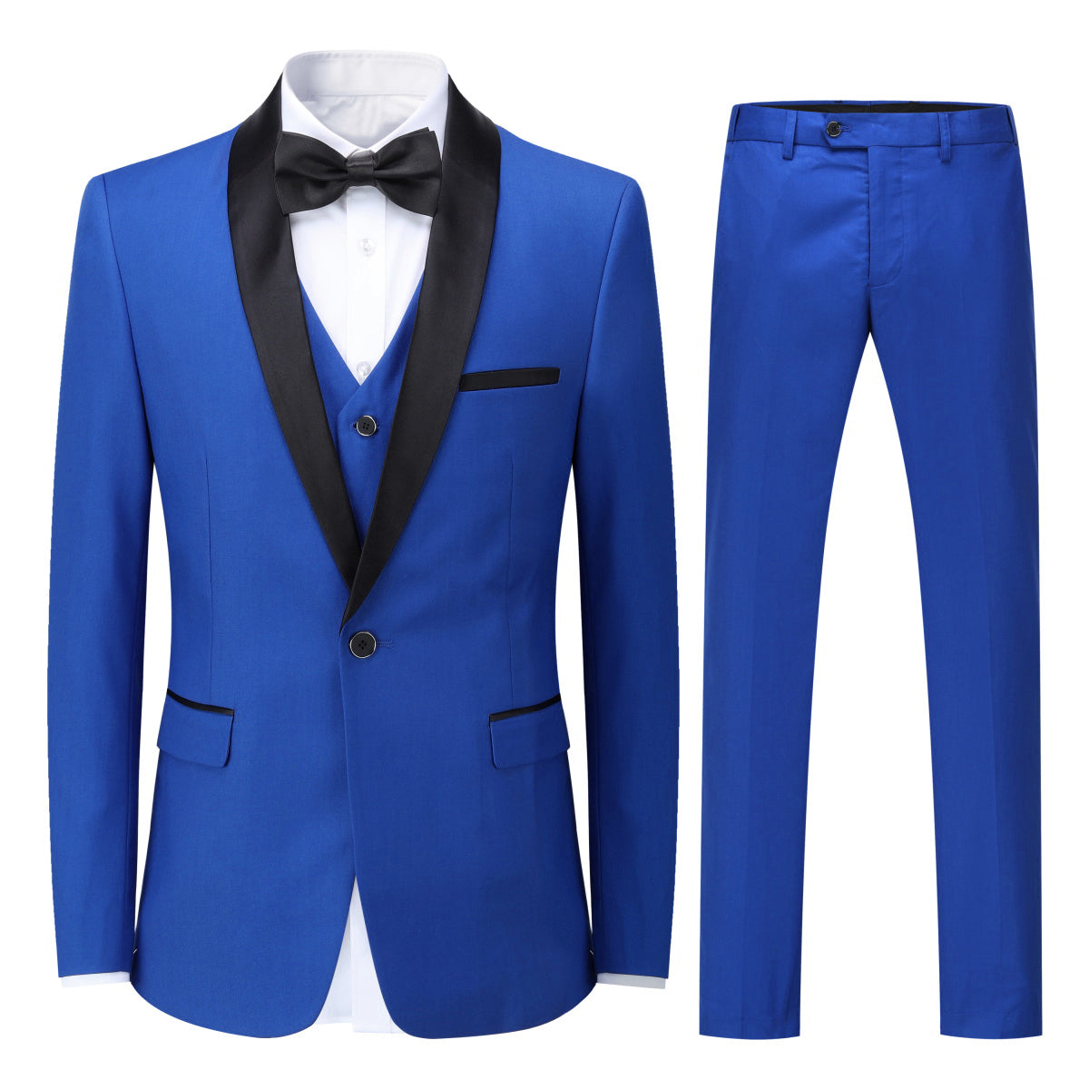 Slim Fit One Button Casual Royal Blue 3-Piece Suit