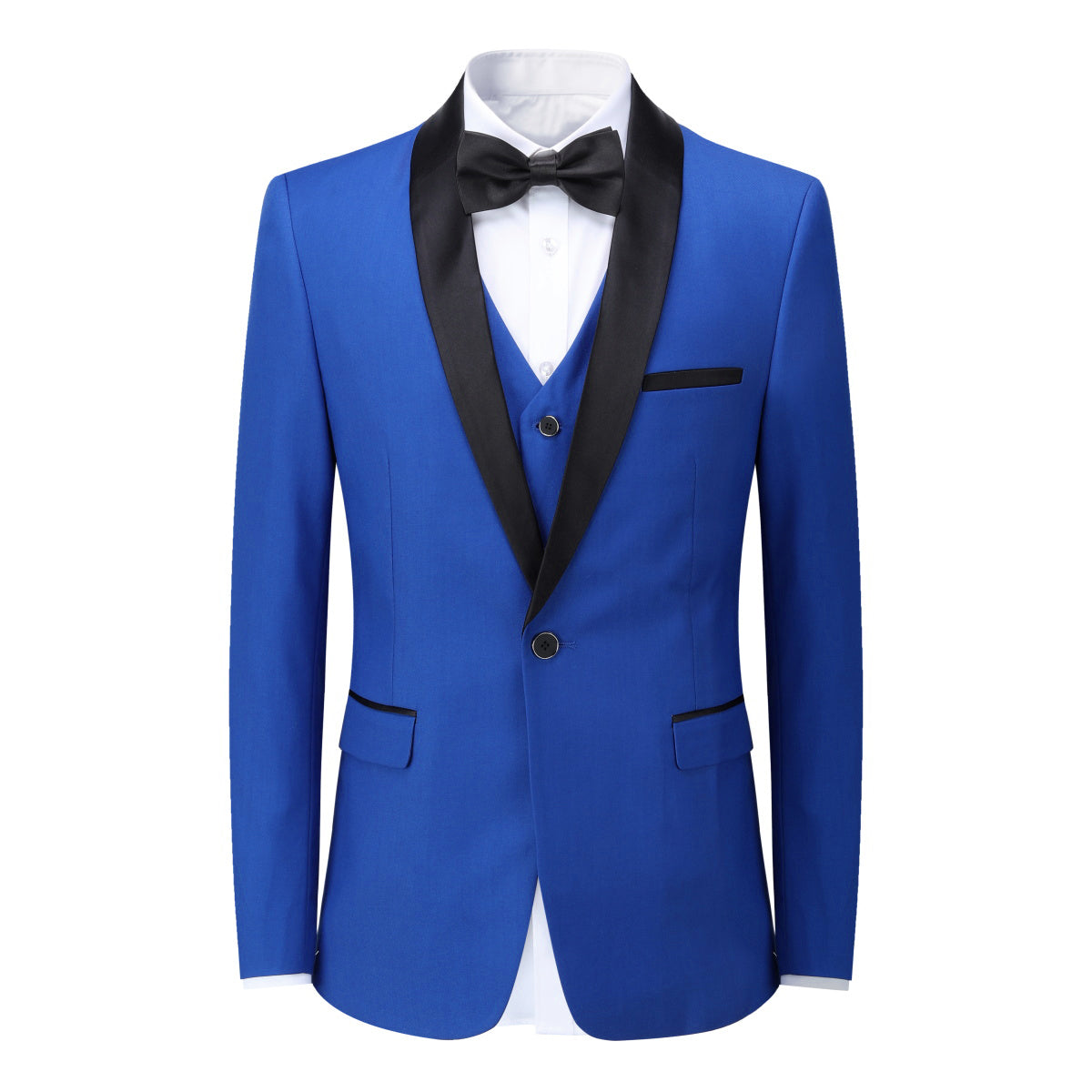 Slim Fit One Button Casual Royal Blue 3-Piece Suit