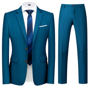 2-Piece Men's Two-Button Single Vent Suit Lake Blue